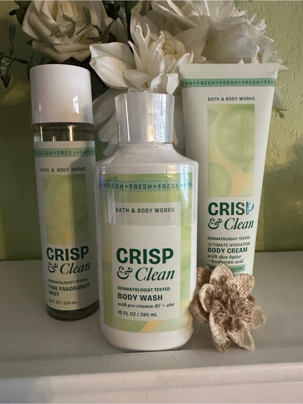Bath & Body Works Crisp & Clean Body Wash & Care Set — White and Green